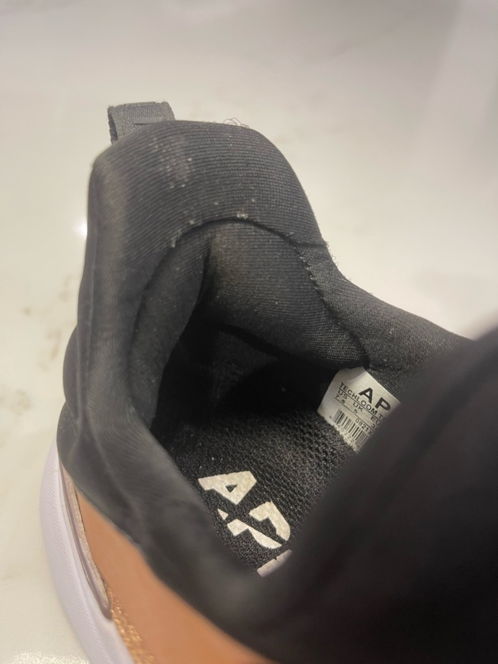 APL TechLoom Tracer women's sneakers in a rose gold and black knit colorway - Picture 7 of 16